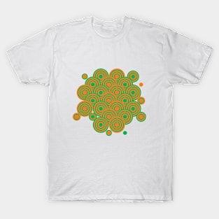 op art pattern retro circles in green and orange T-Shirt